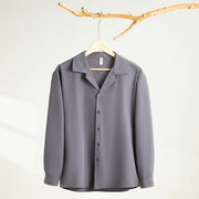 Youth Lapels Solid Color Long Sleeve Shirt