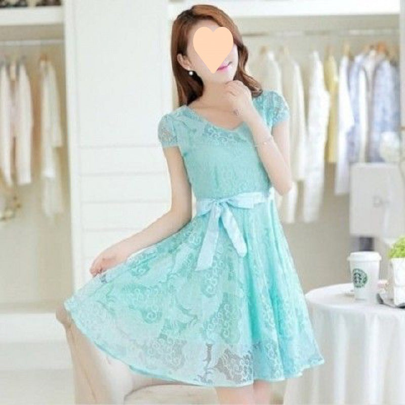 Korean Style Lace Chiffon Waist Slimming Line Skirt