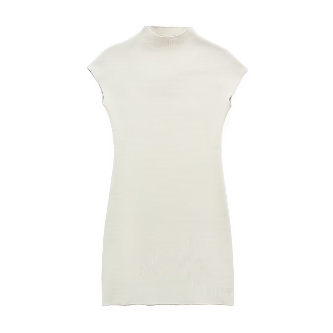 Women's Solid Color Stretch Knitted Short Dress