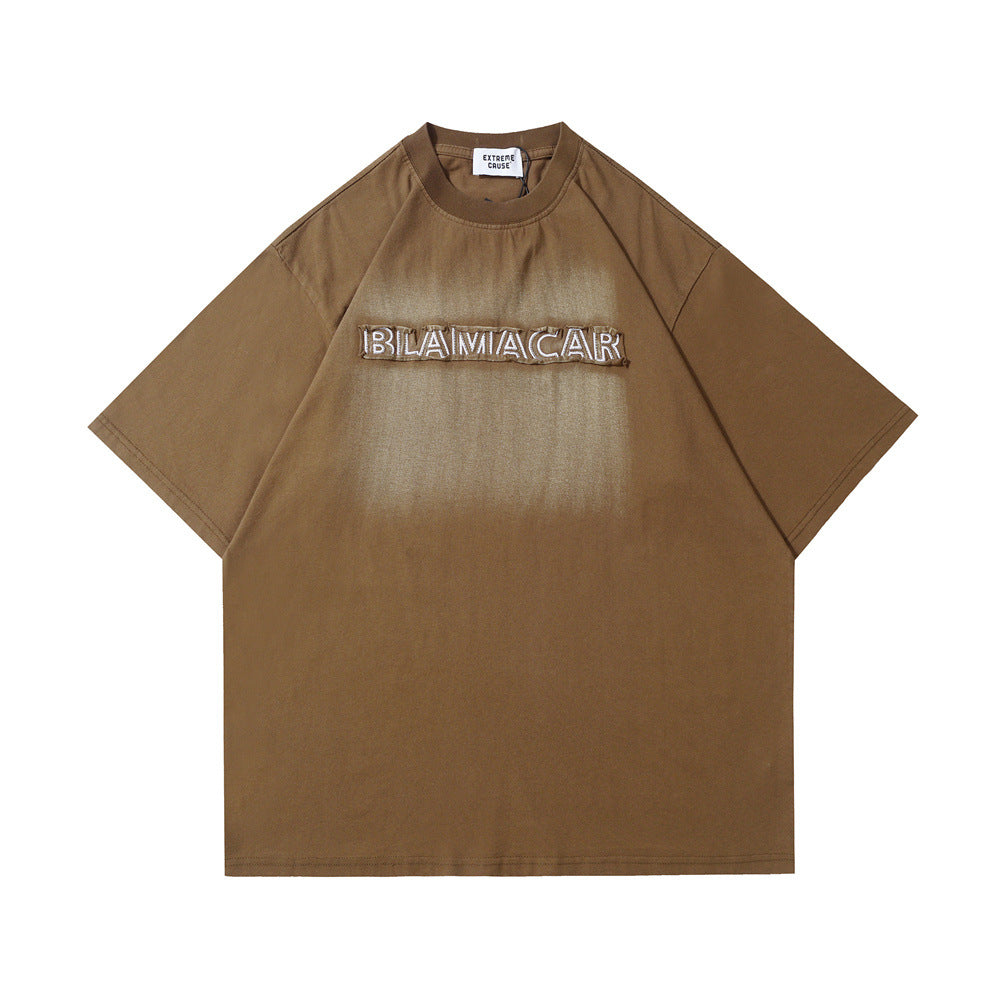 Inkjet Letter Patch Embroidered T-shirt