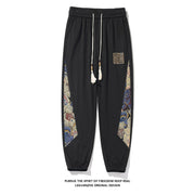 White Background Plus Size Pineapple Plaid National Style Bear Sweatpants