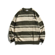 Mixed Color Stripe Pullover Sweater Japanese Style