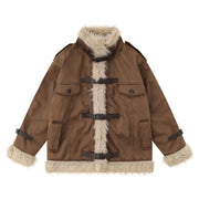 Leather Lamb Wool Cotton Coat Coat