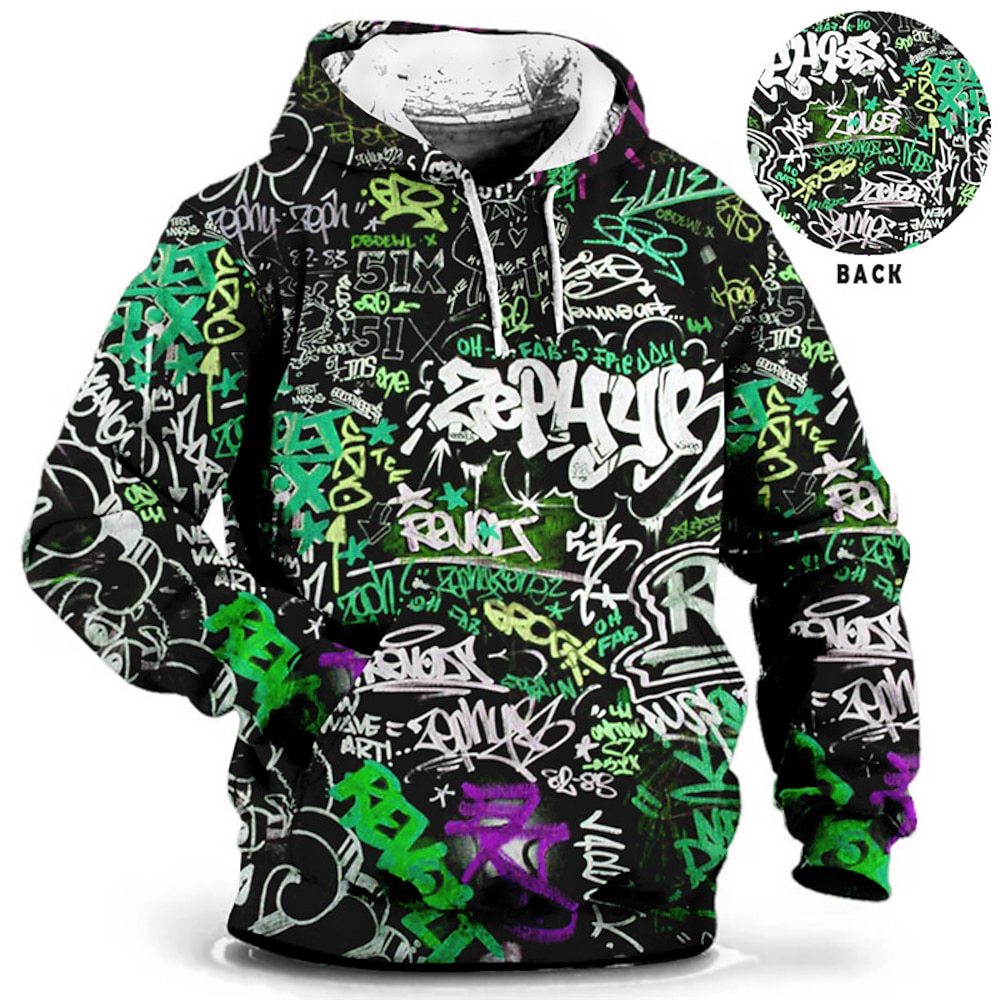 Men's Pullover Hooded Sweatshirt Letter Pattern