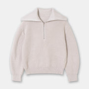 Casual Style Neck Wool Blend Knit Sweater
