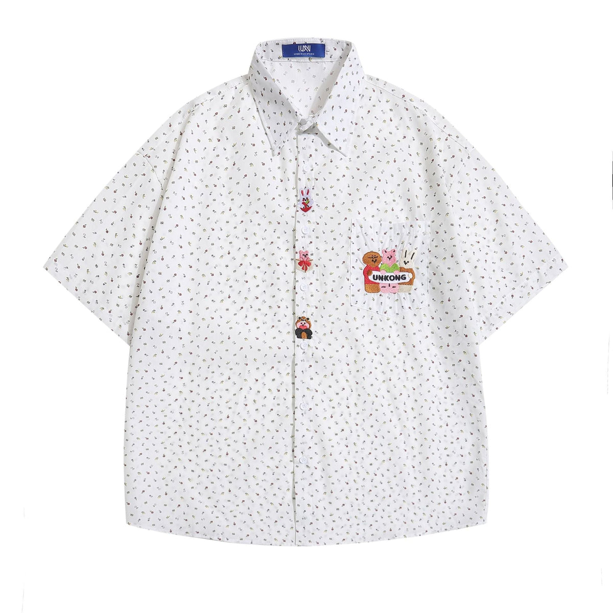 Full Printed Small Floral Short-sleeved Shirt For Boys American Style