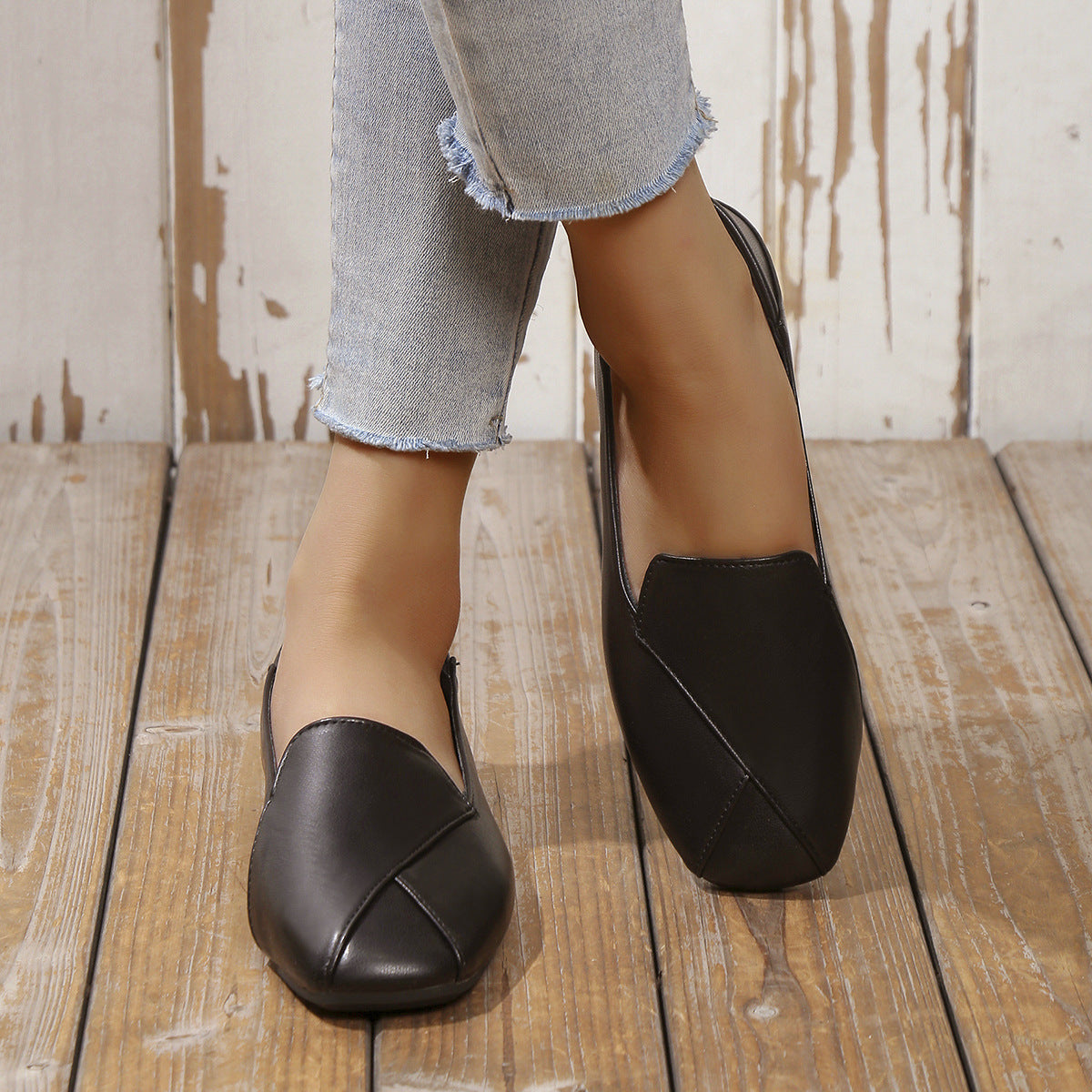 Plus Size Flat Square Toe Shoes Women's Shallow Mouth