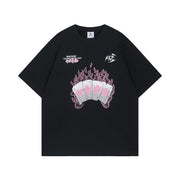 Creative Abstract Flame Print Short Sleeve
