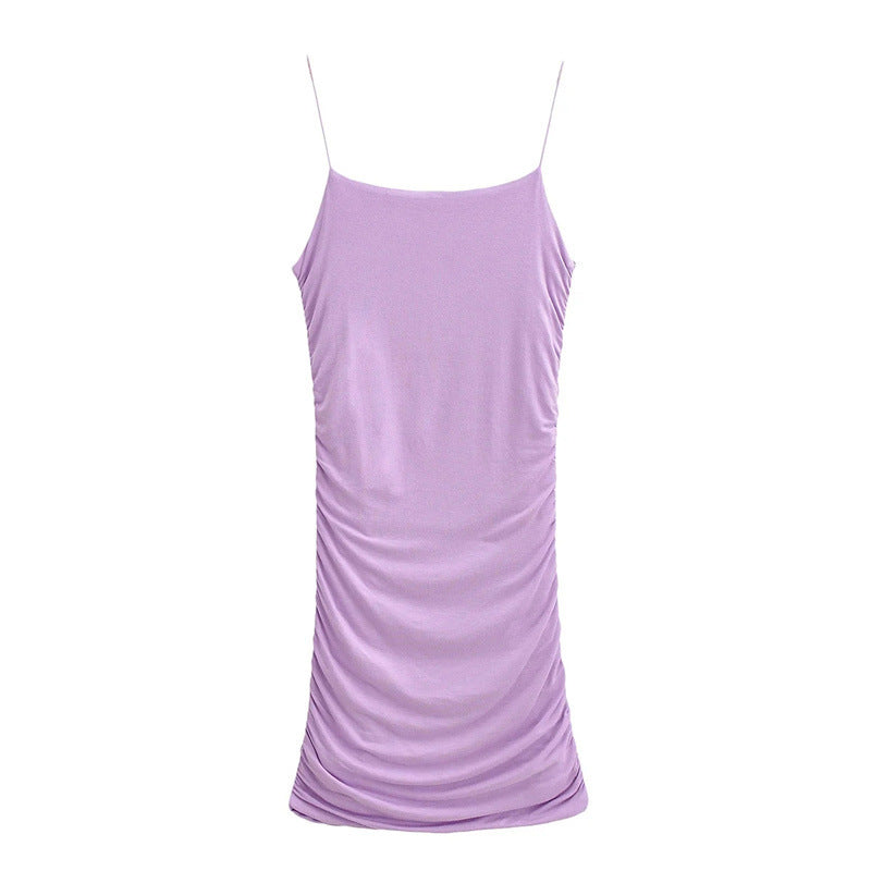 Pure Hot Girl Double Layer Pleating Rubber Band Sling Dress