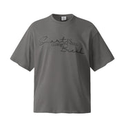 Embroidered Letter Short Sleeve T-shirt Casual Cotton