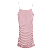 Pure Hot Girl Double Layer Pleating Rubber Band Sling Dress