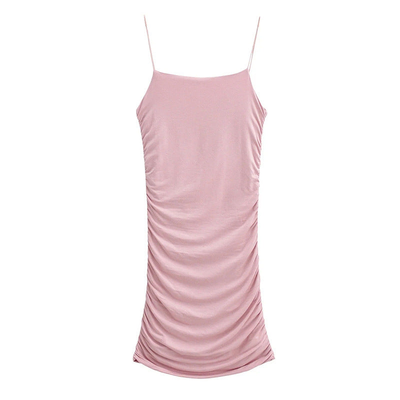 Pure Hot Girl Double Layer Pleating Rubber Band Sling Dress