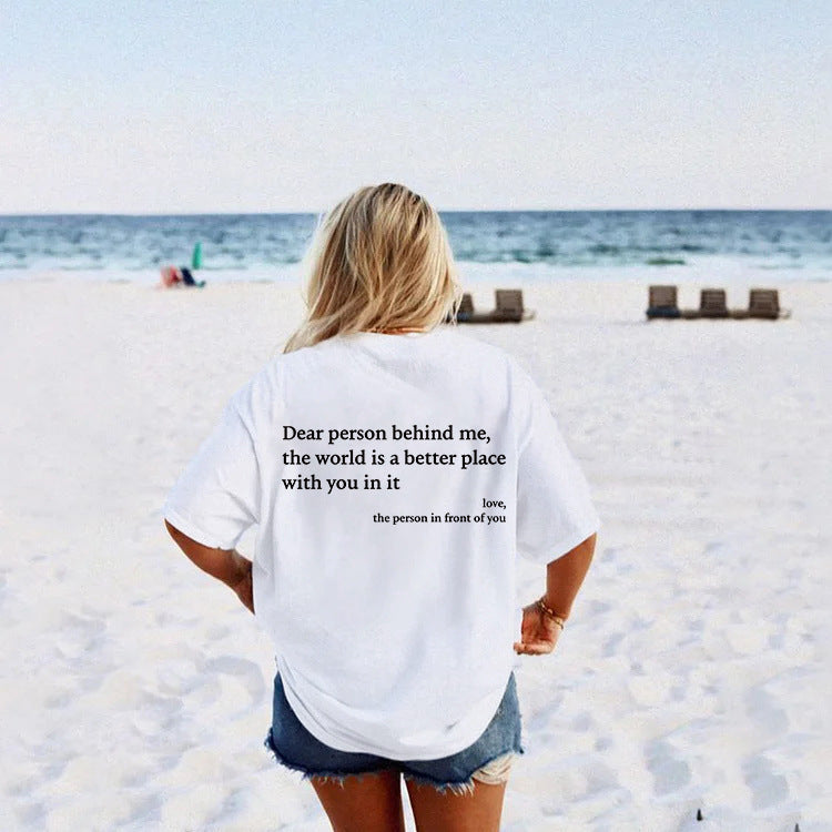 Plain Letter Jacket Round Neck Short Sleeve