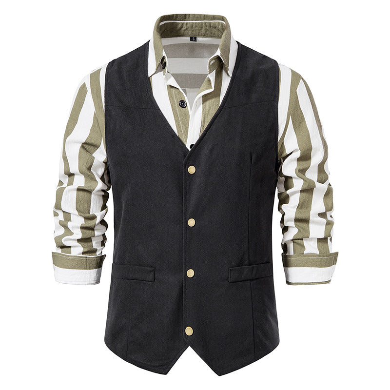 Men's Retro Medieval Vest Solid Color Slim Fit