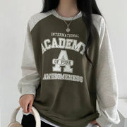 Women's Patchwork Pattern Sweater Springautumnwinter Korean Style Fleece-lined