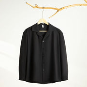 Youth Lapels Solid Color Long Sleeve Shirt