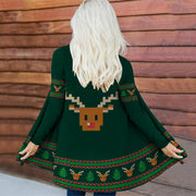 Women's Digital Printing Collarless Long-sleeved Jacket