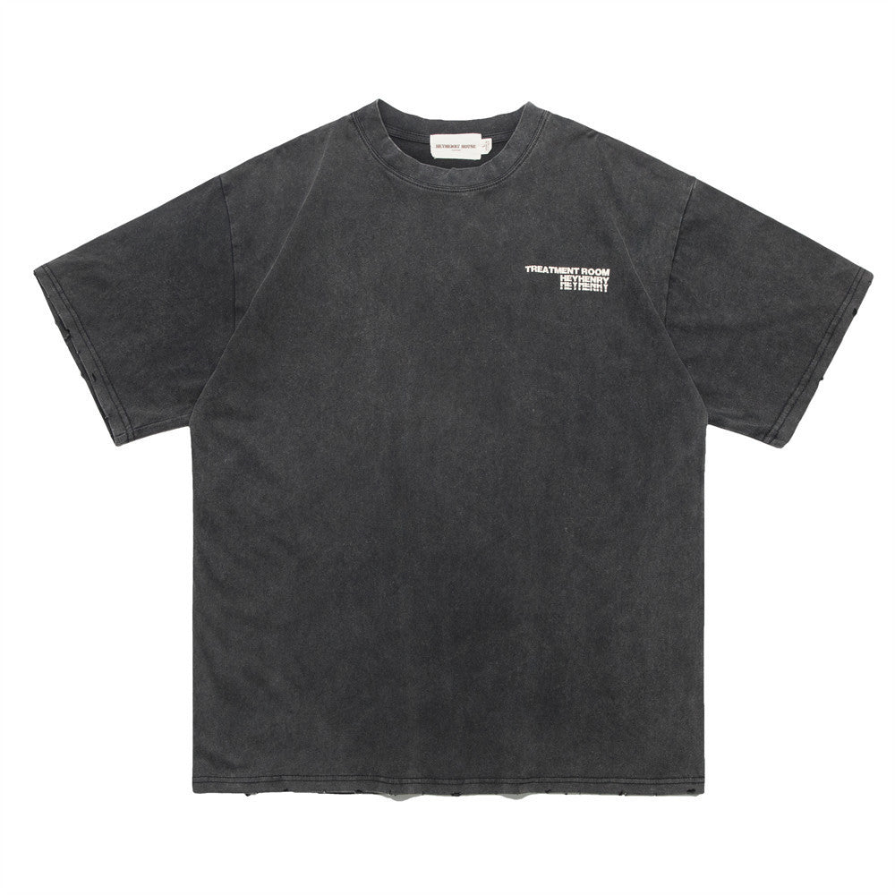 Worn Out Letter Print Short-sleeve