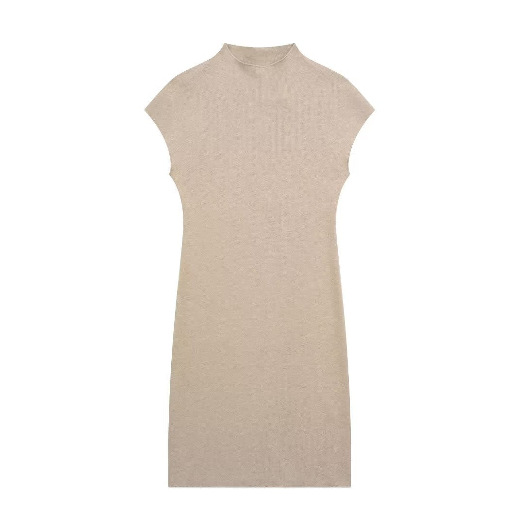 Women's Solid Color Stretch Knitted Short Dress