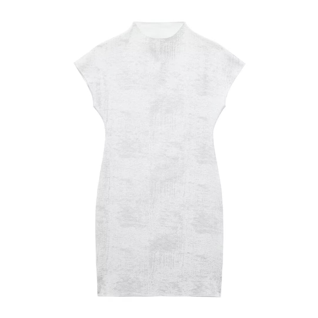 Women's Solid Color Stretch Knitted Short Dress