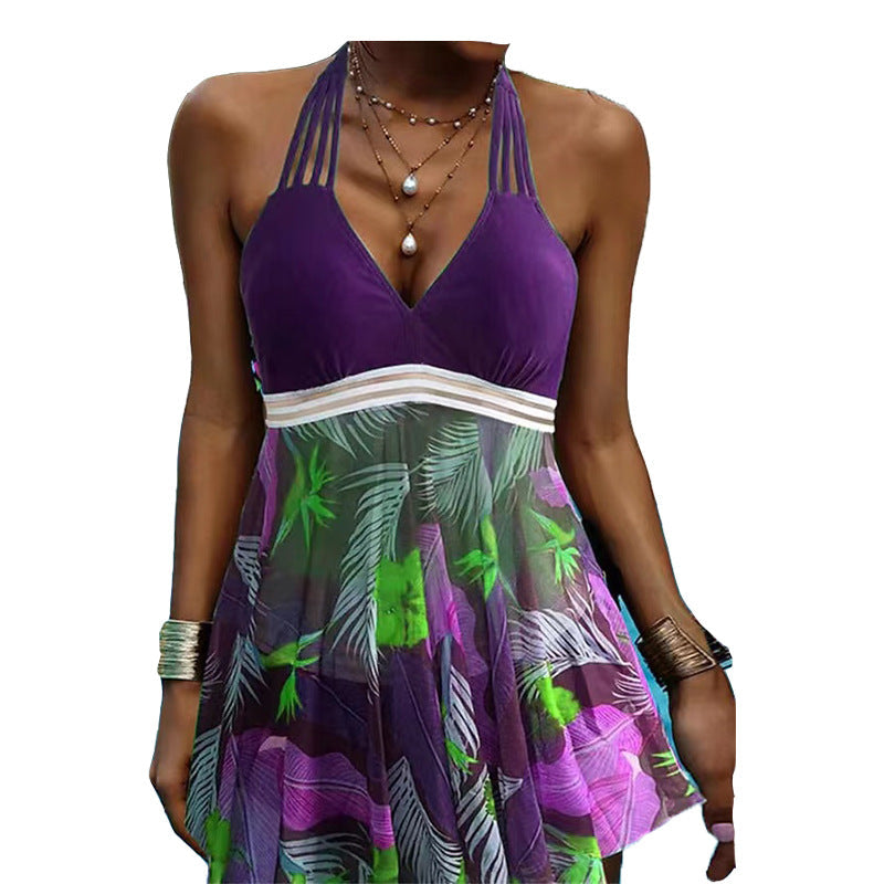 Women's High Waist Slim-fitting Back Shaping Pattern Printed Swimsuit