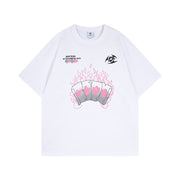 Creative Abstract Flame Print Short Sleeve