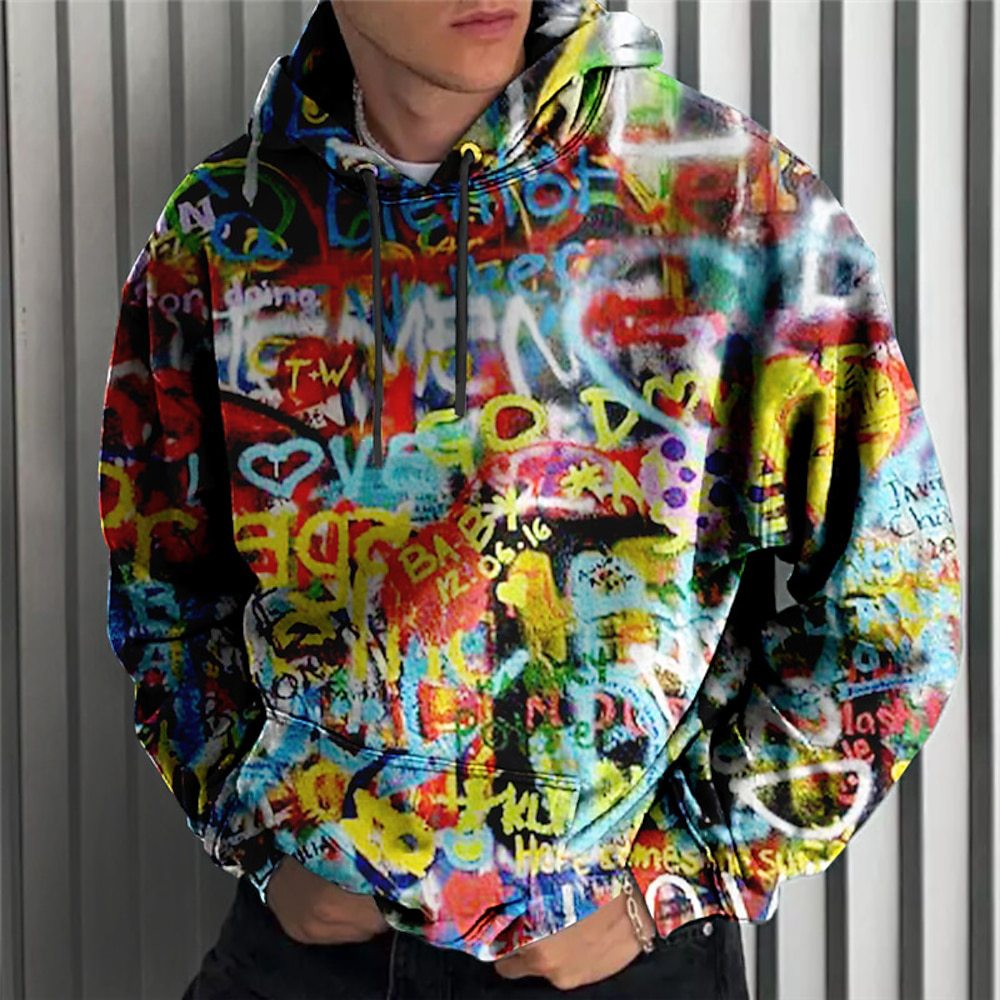 Men's Pullover Hooded Sweatshirt Letter Pattern