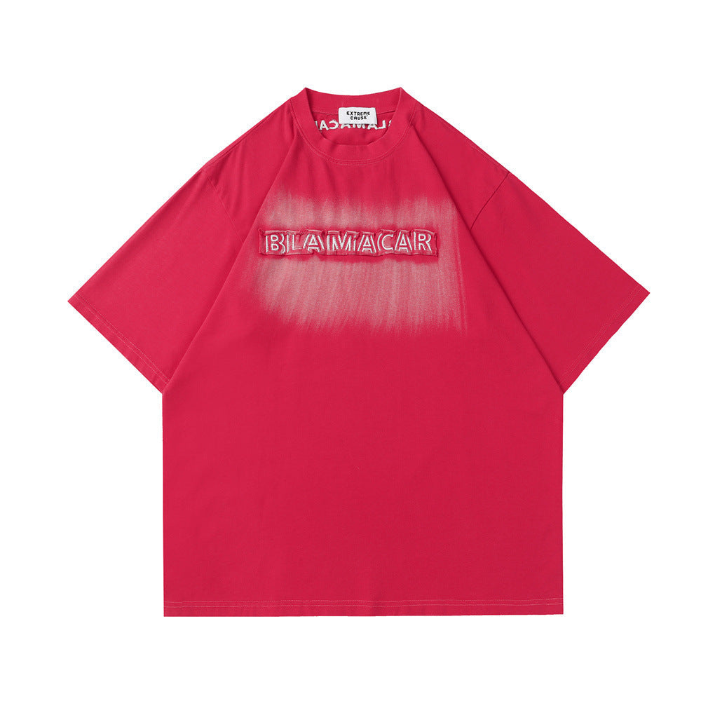 Inkjet Letter Patch Embroidered T-shirt