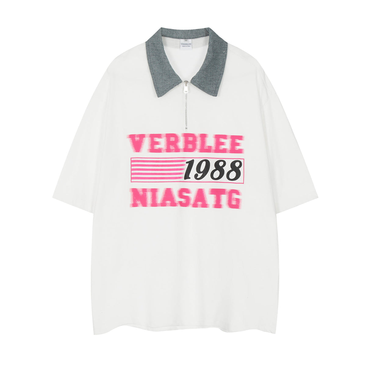 European And American Letter Print Short-sleeve Polo Shirt