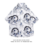 Men's Retro Hong Kong Style Short Sleeve Printed Shirt
