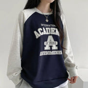 Women's Patchwork Pattern Sweater Springautumnwinter Korean Style Fleece-lined