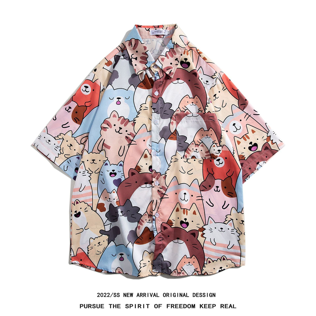Men's Retro Hong Kong Style Short Sleeve Printed Shirt