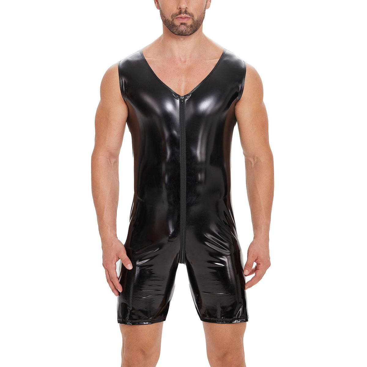 Men's Mirror Bright Leather Jumpsuit