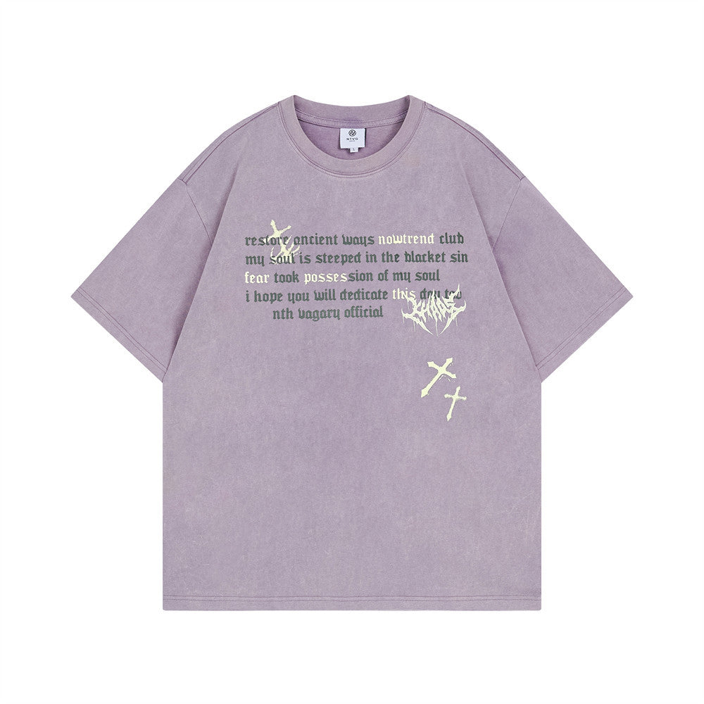 Cross Letter Print Short-sleeve