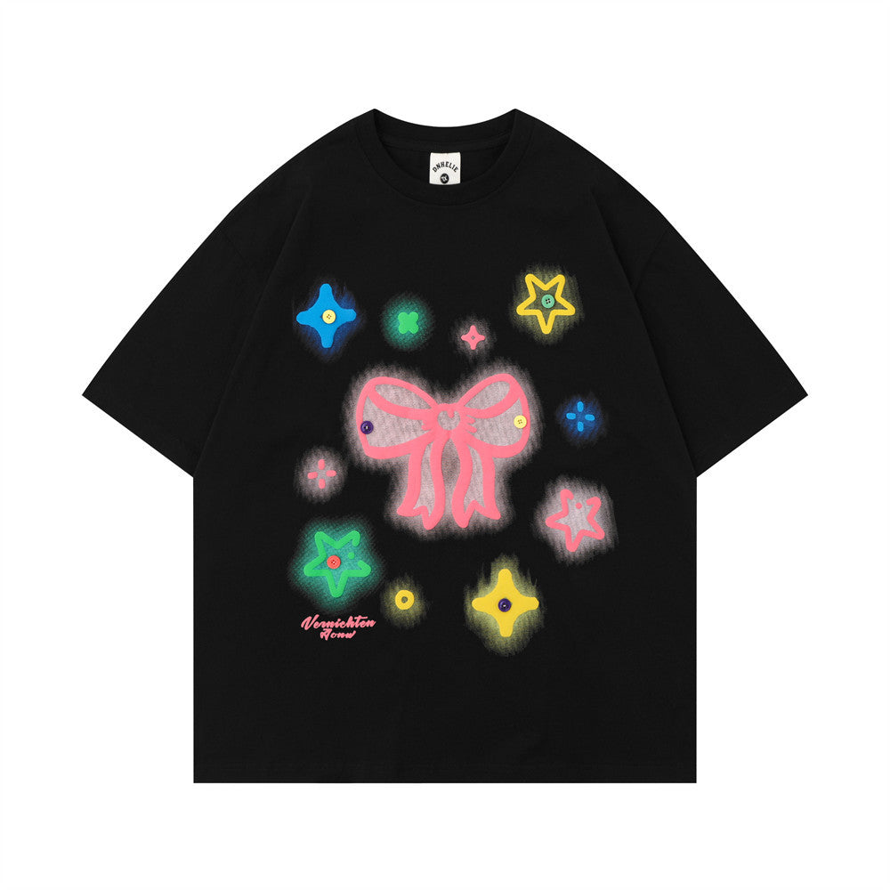 Bow Puff Print Short Sleeve