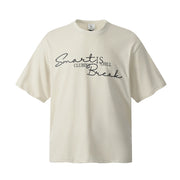 Embroidered Letter Short Sleeve T-shirt Casual Cotton