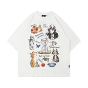 Cartoon Animation Kitten Print Short Sleeve