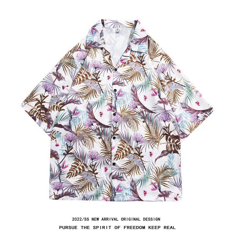 Men's Retro Hong Kong Style Short Sleeve Printed Shirt