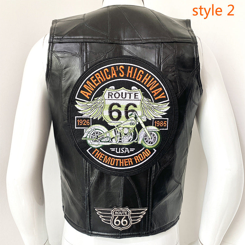 Men's First Layer Cowhide Leather Slim Riding Vest