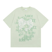 Bow Embroidered Printed Short Sleeve