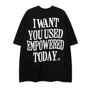 Large-Area Printed Letter Short Sleeve Loose