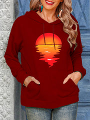Sun Pattern Printing Hoodie With Drawstrings Sweaters Women's Clothing
