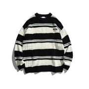 Mixed Color Stripe Pullover Sweater Japanese Style