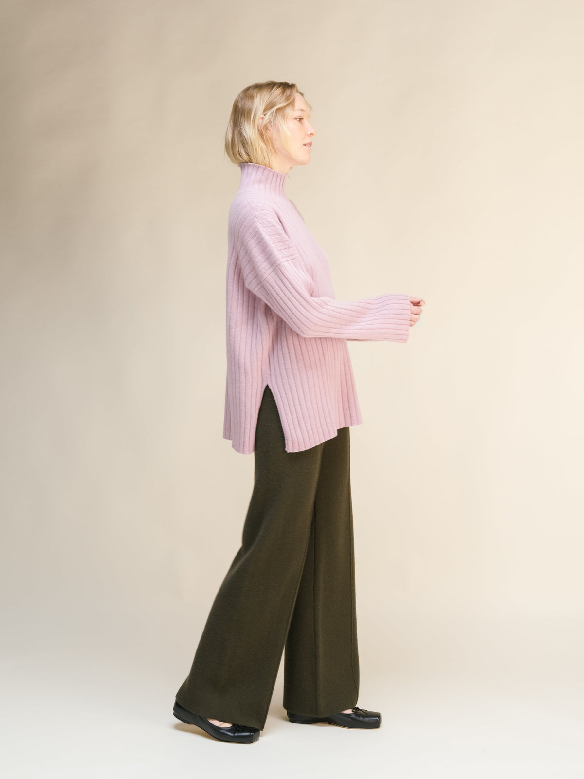 Cashmere Mix Ribbed High Neck