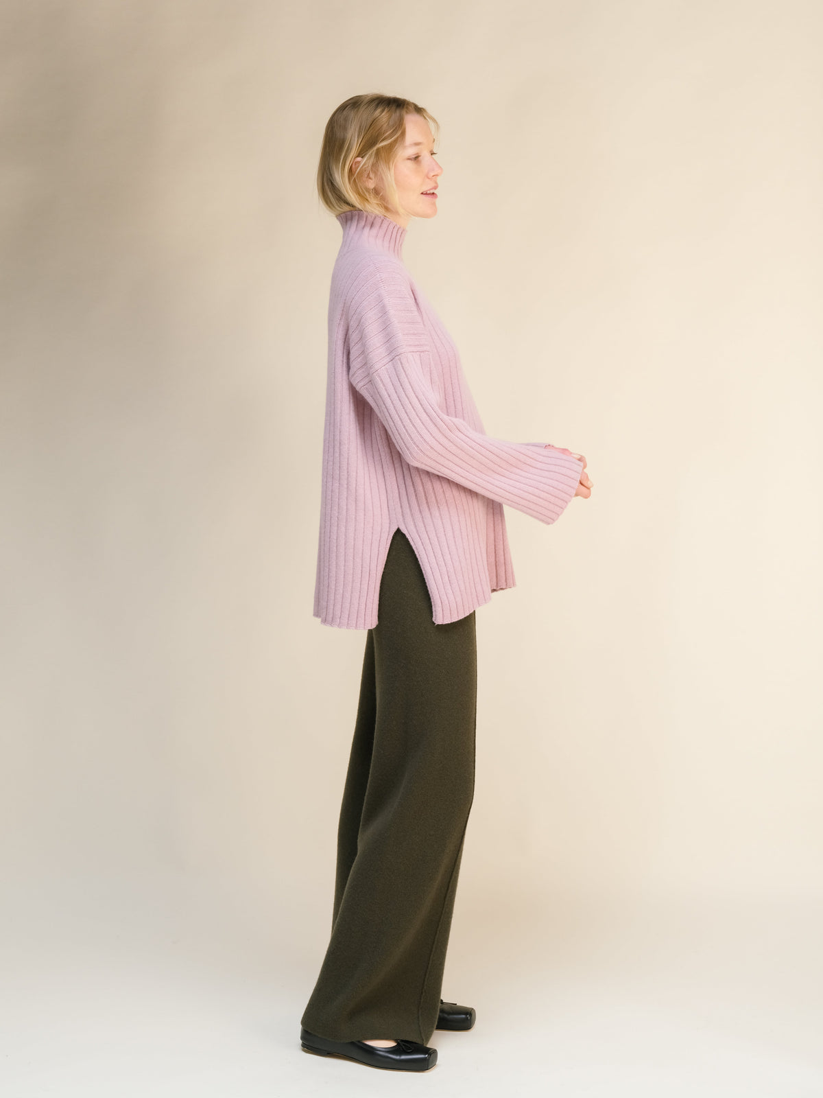 Cashmere Mix Ribbed High Neck