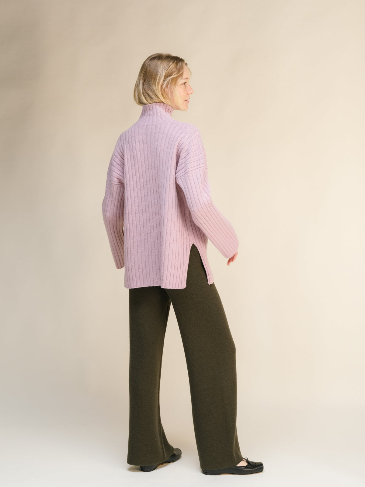 Cashmere Mix Ribbed High Neck