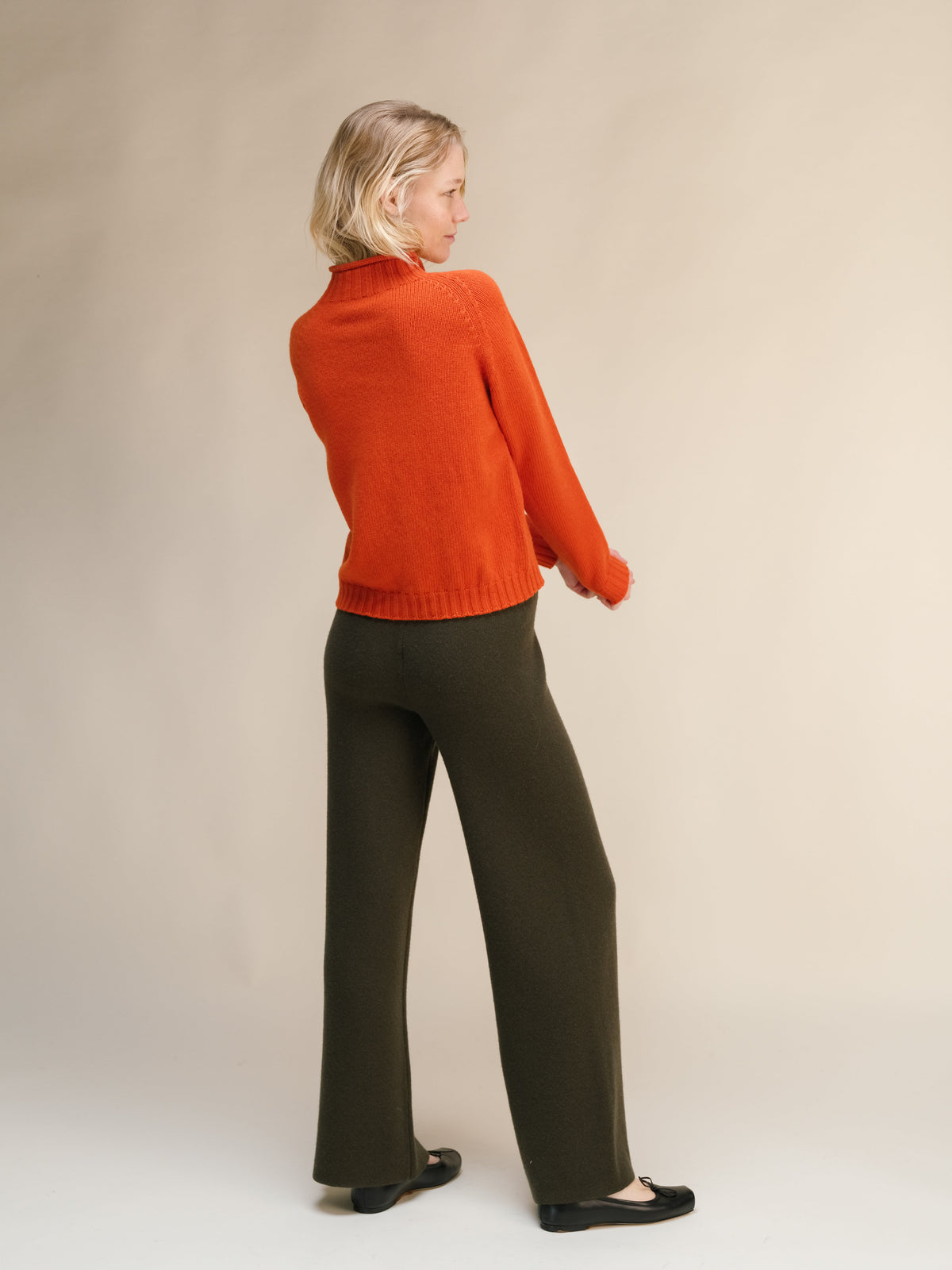 Cashmere Mix Cable High Neck Sweater