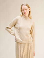 Cashmere Mix Cable High Neck Sweater