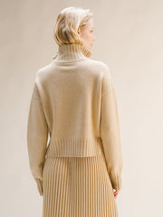 Cashmere Mix High Neck Zip Sweater
