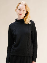 Cashmere Mix Cable High Neck Sweater